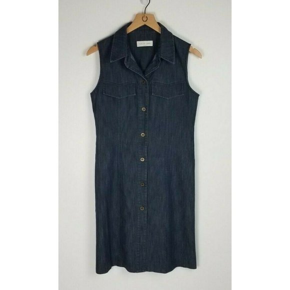 Claude Zana Dresses & Skirts - Claude Zana Paris Sz. M Denim Button Up Sleeveless Collared Short Dress
